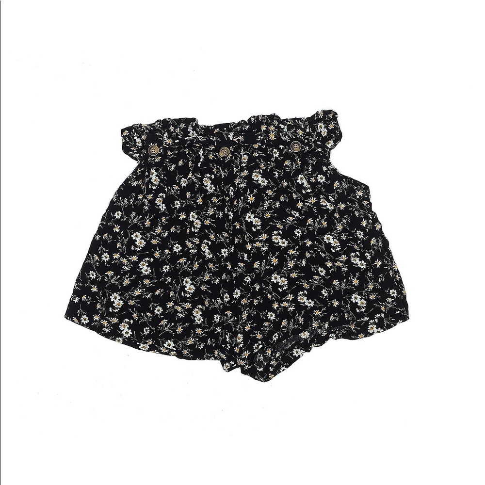 American Eagle Black Floral Tie Shorts